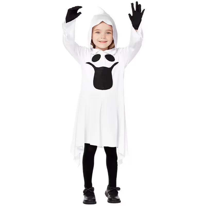 

Привидения, костюмы на Хэллоуин для детей и взрослых, белая накидка с капюшоном, смешная Женская одежда, унисекс, костюм, перчатка