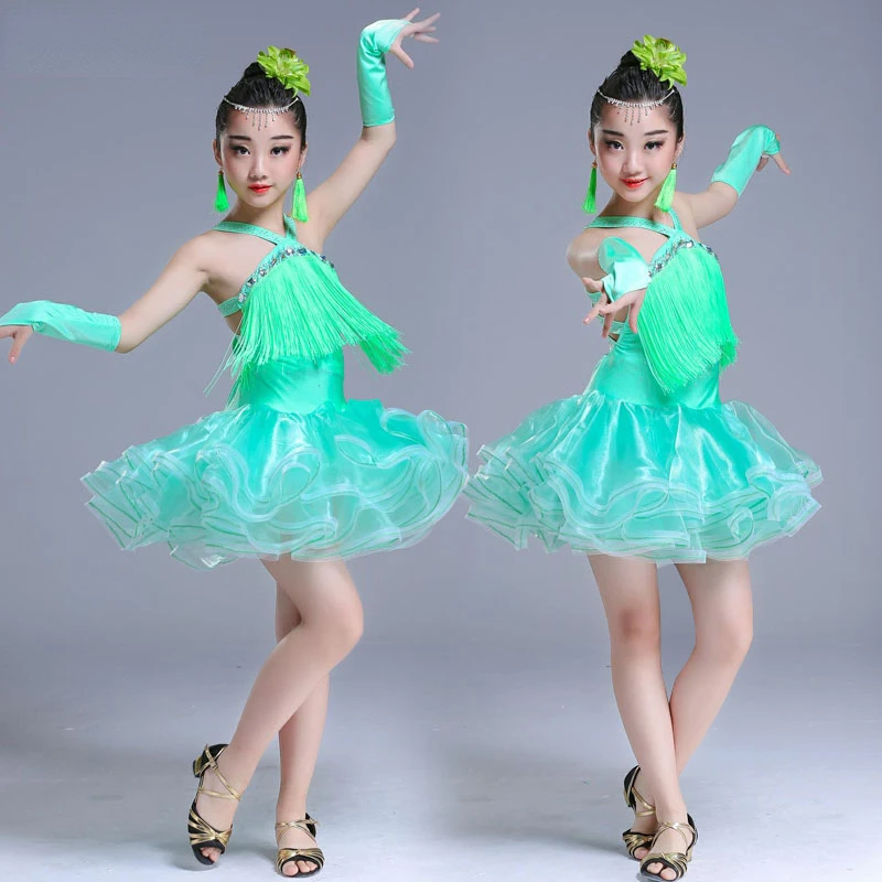 

Sequin Tassel Latin Dance Dress for Girls Ballroom Dancing Girl Evening Party Modern Dance Costume Tango Salsa Stage Performance