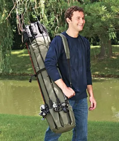 

Thickening Canvas Fishing Rod and Reel Organizer Travel Carry Case Bag