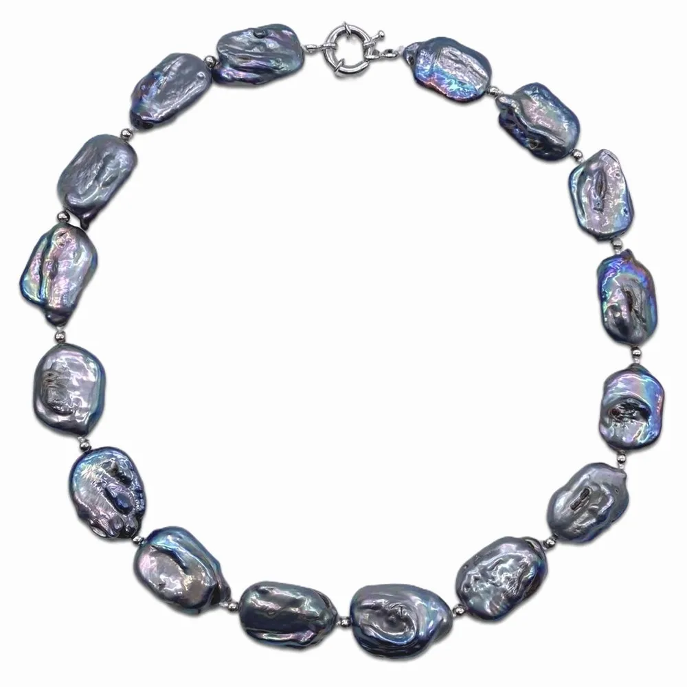 Ожерелье из натурального пресноводного жемчуга Прямоугольный плоский жемчуг