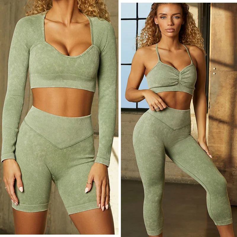 

Yoga Set Women Seamless Gym Sport Clothing Sports Bra and Running Leggings Workout Clothes fitness Athletic Suits 1/2 Piece