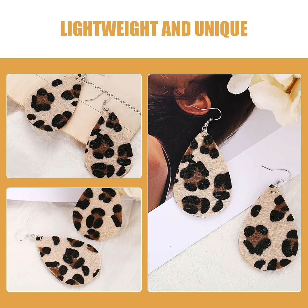 2 пары сережек-капель из искусственной кожи с леопардовым принтом милые висячие