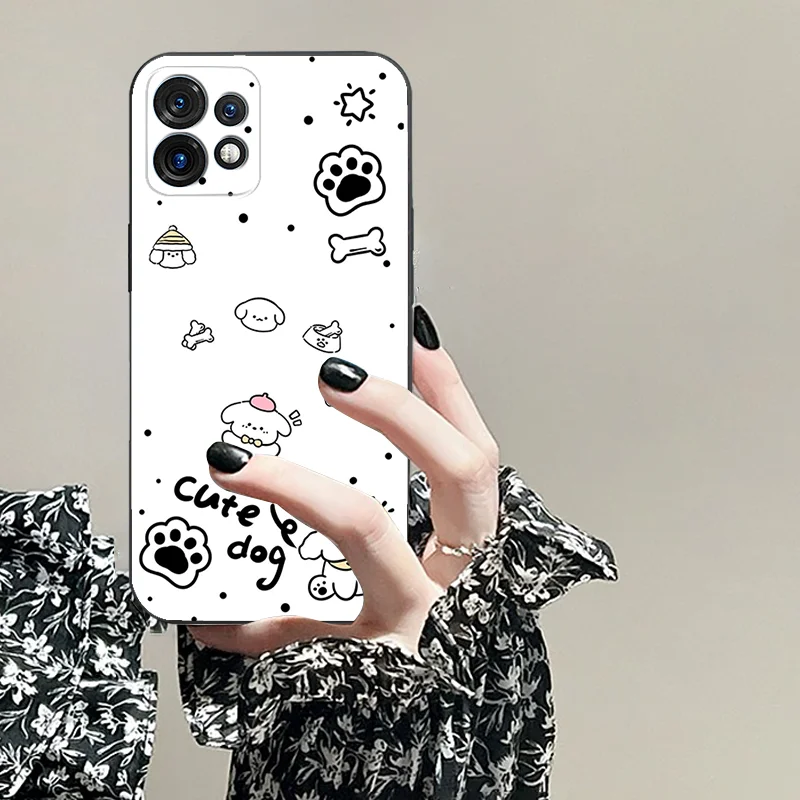 For Moto G 14 4 5 04 Ultra 200 24 64 s 34 40 neo 30 Pro 85 x 50 54 TPU Black Soft Phone Case Cartoon Pattern Animal