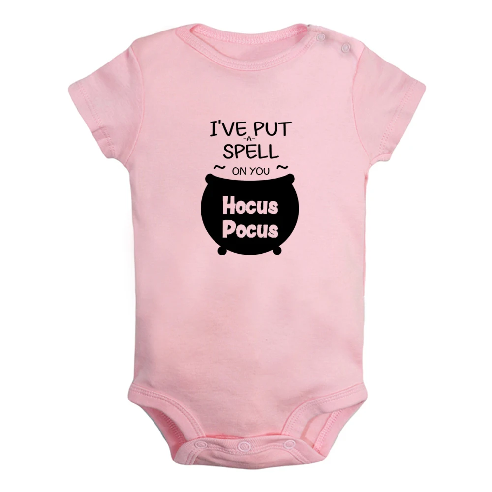 Я наложил на тебя заклинание веселые принты нарядов для малышей Hocus Pocus Комбинезон для мальчиков и девочек с короткими рукавами Инфант Инфант Юмористический Комбинезон Одежда для детей.