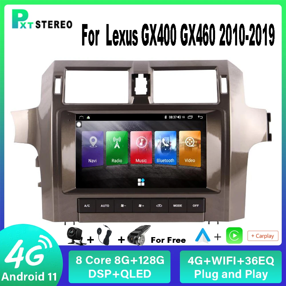

Pxton Android Car Radio Stereo Touch Screen Multimedia Player For Lexus GX400 GX460 2010-2019Carplay Auto 8G+128G 4G WIFI DSP