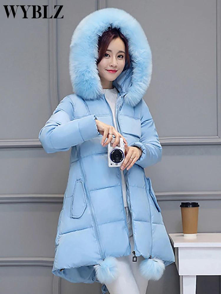 WYBLZ Winter Jakcet Women Parkas Faux Fur Collar Hooded Down Coat Thicken Warm Outwear Women Jackets & Coats Female Winter Coats