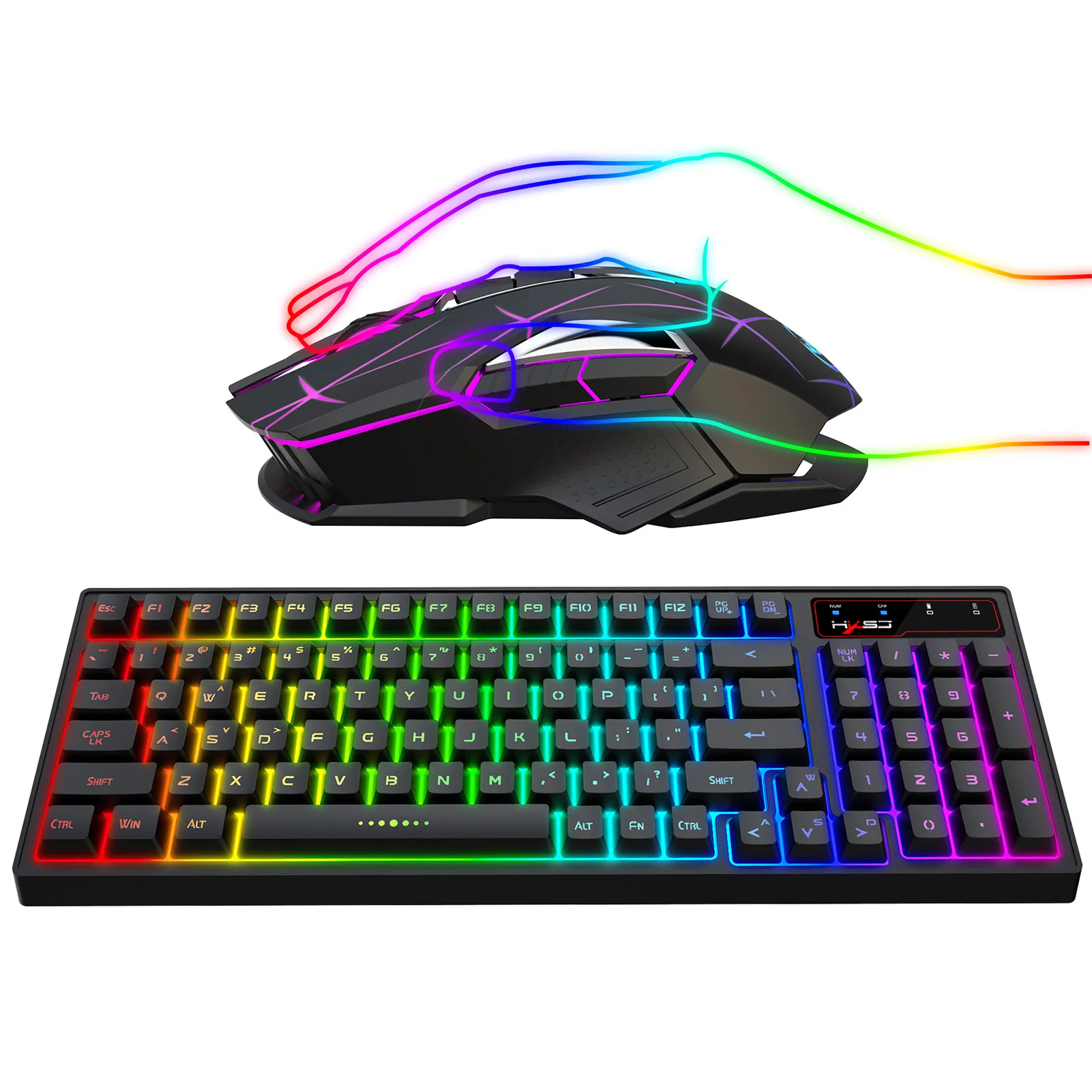 

HXSJ L99 2.4G Wireless Rechargeable Keyboard Mouse Combo 96 Keys RGB Membrane Keyboard Colorful Backlight Gaming Mouse Set