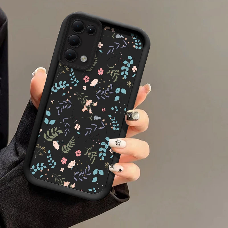 Фото Чехол для телефона Reno 15 Pro Fashion Retro с цветочным принтом в виде листьев для OPPO Reno 15 F FS 5G 15 Pro Mini, матовый, ударопрочный, из мягкого TPU. №1