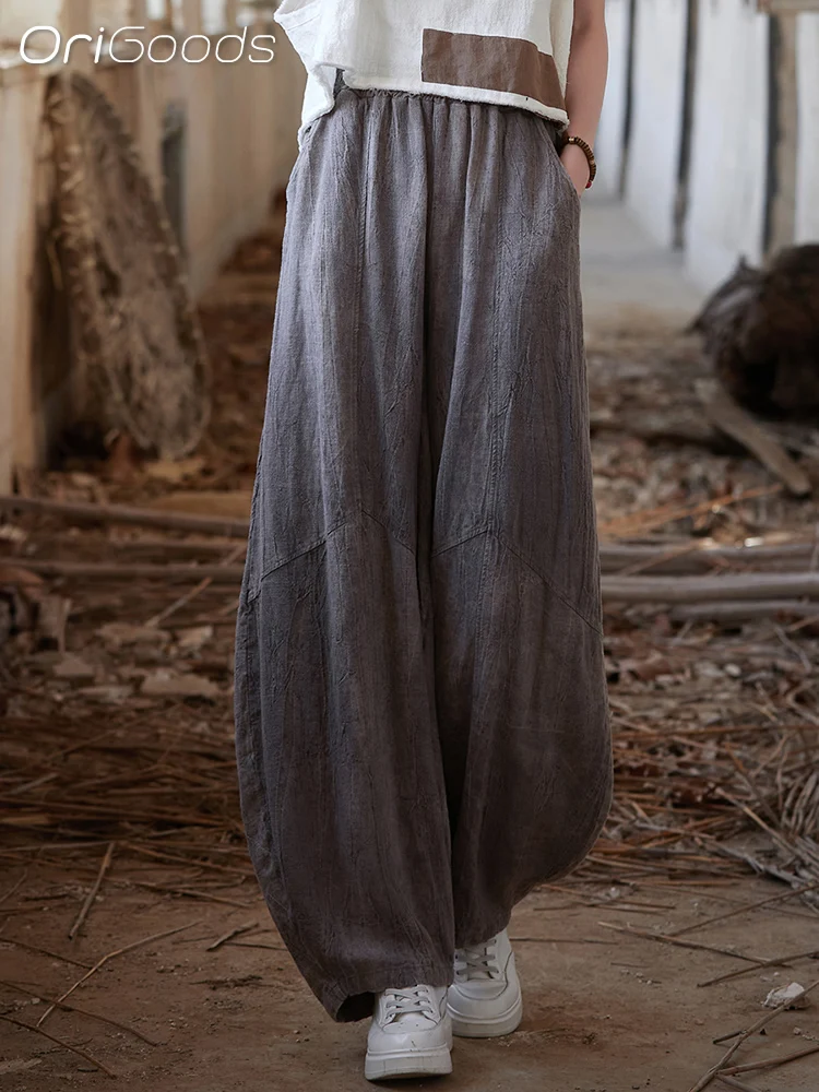 Новинка 2024 летние тонкие брюки из хлопка и льна в японском стиле размеры B209