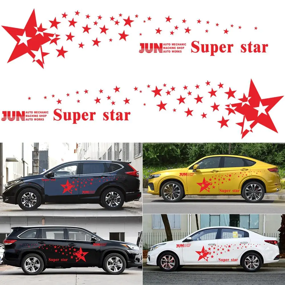 

New Super Stars Universal Car Stickers Star Patterns Stylish Auto Sports Vinyl Car Retro Body Sticker DIY Decoration 2022