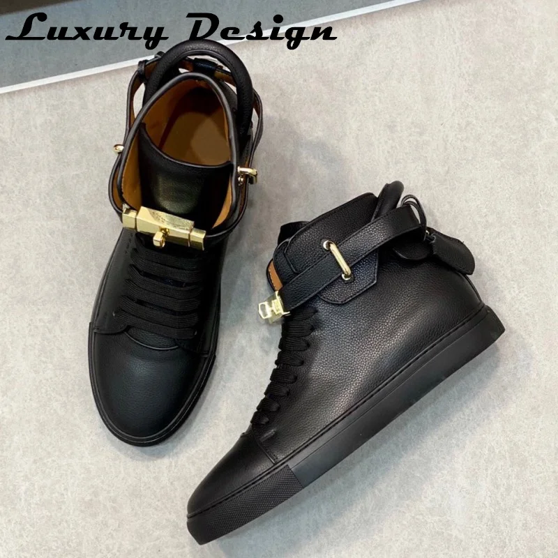 Мужские кроссовки из натуральной кожи белые ботильоны челси с металлическим