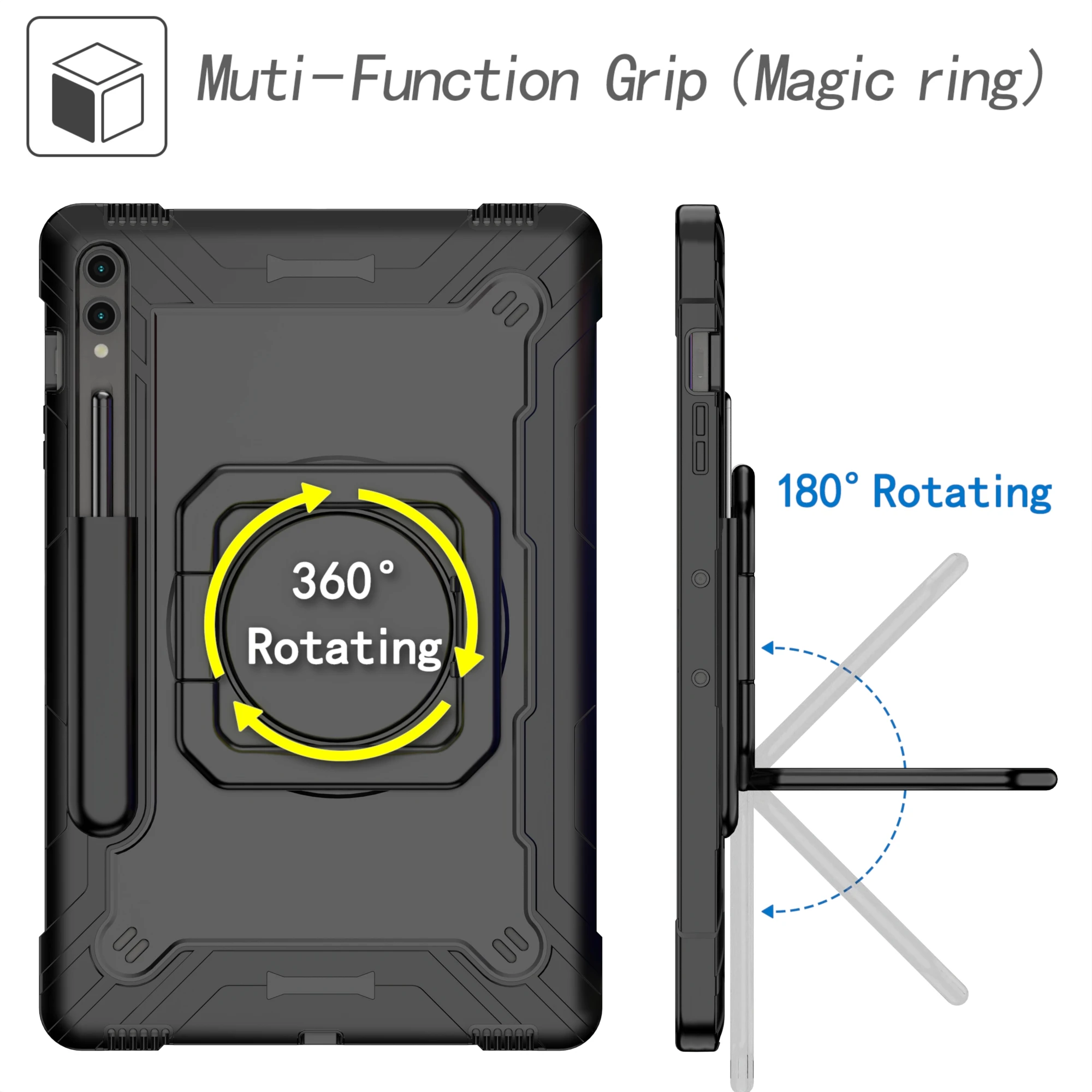Фото Чехол с ручкой для Samsung Tab S10 S9 S8 S7 Plus FE 12,4 SM-X820 826 X610 616 X810 816 800 806 T730 735 970 975 Вращающаяся крышка №4