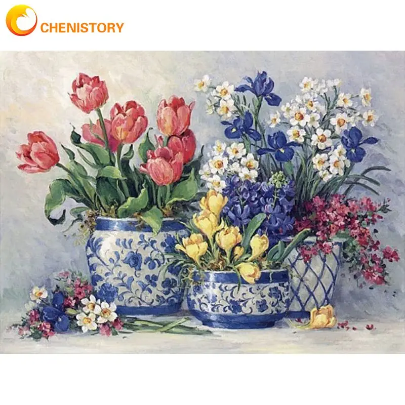 

CHENISTORY 5d Diamond Mosaic Full Flowers In Vase Pictures Of Rhinestones Diamond Painting Embroidery Handmade Gift Diy Crafts