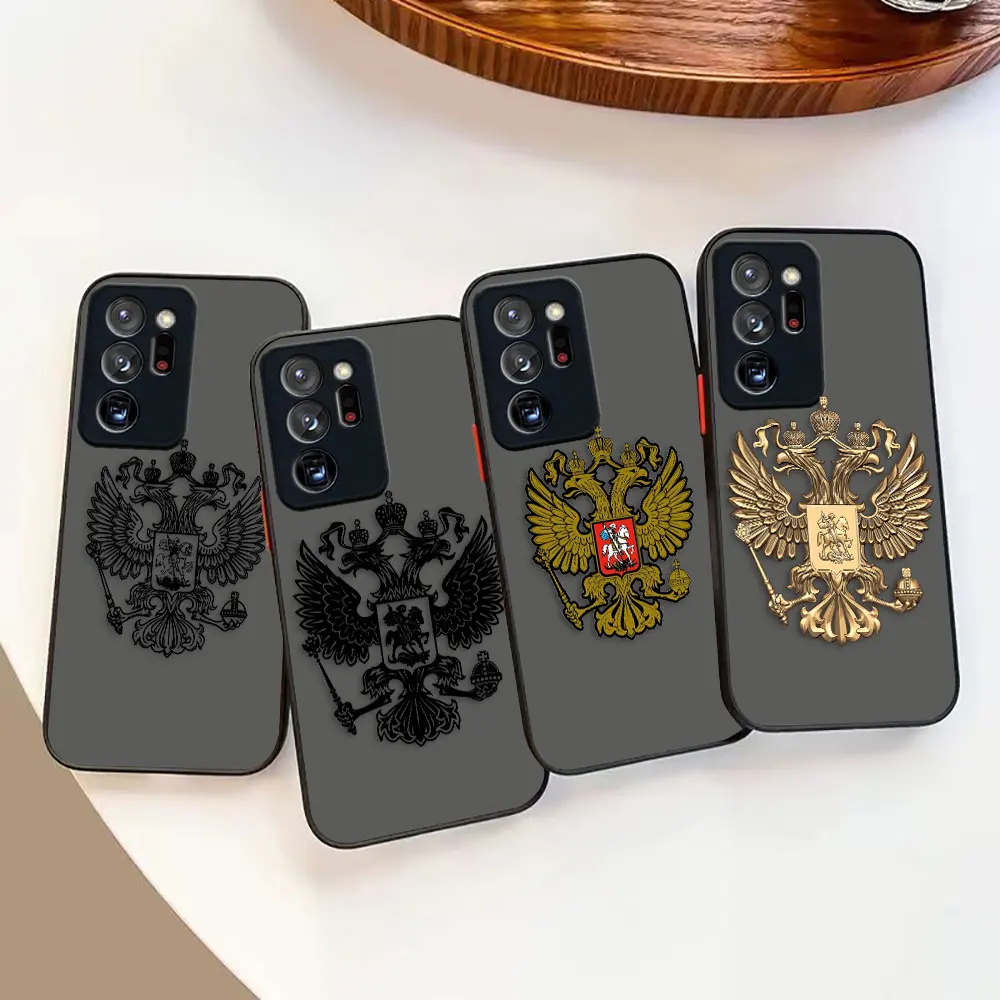 

Matte Phone Case for Samsung NOTE 20 10 9 8 A13 A12 A10 A11 7 A04E A04 A03S A02S A02 A03 5G ULTRA Plus Case Russian Flags Emblem