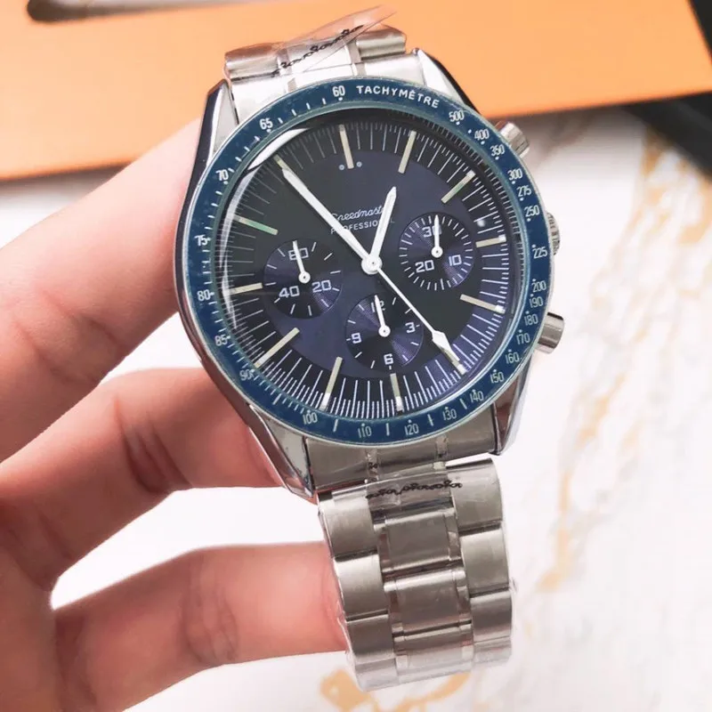 

Часы OMG Speedmaster Moonwatch мужские, профессиональные коаксиальные кварцевые наручные часы с ремешком из нержавеющей стали, 42 мм