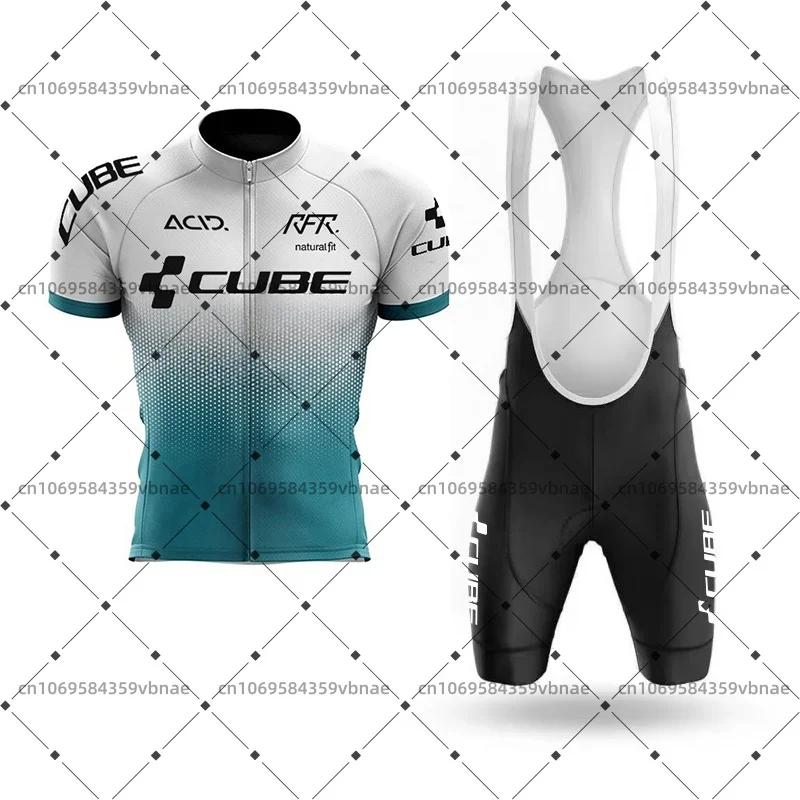 Фото Веломайка Cube Team для мужчин, летняя, дышащая, быстросохнущая, спортивная, с шортами на лямках и подкладкой №2