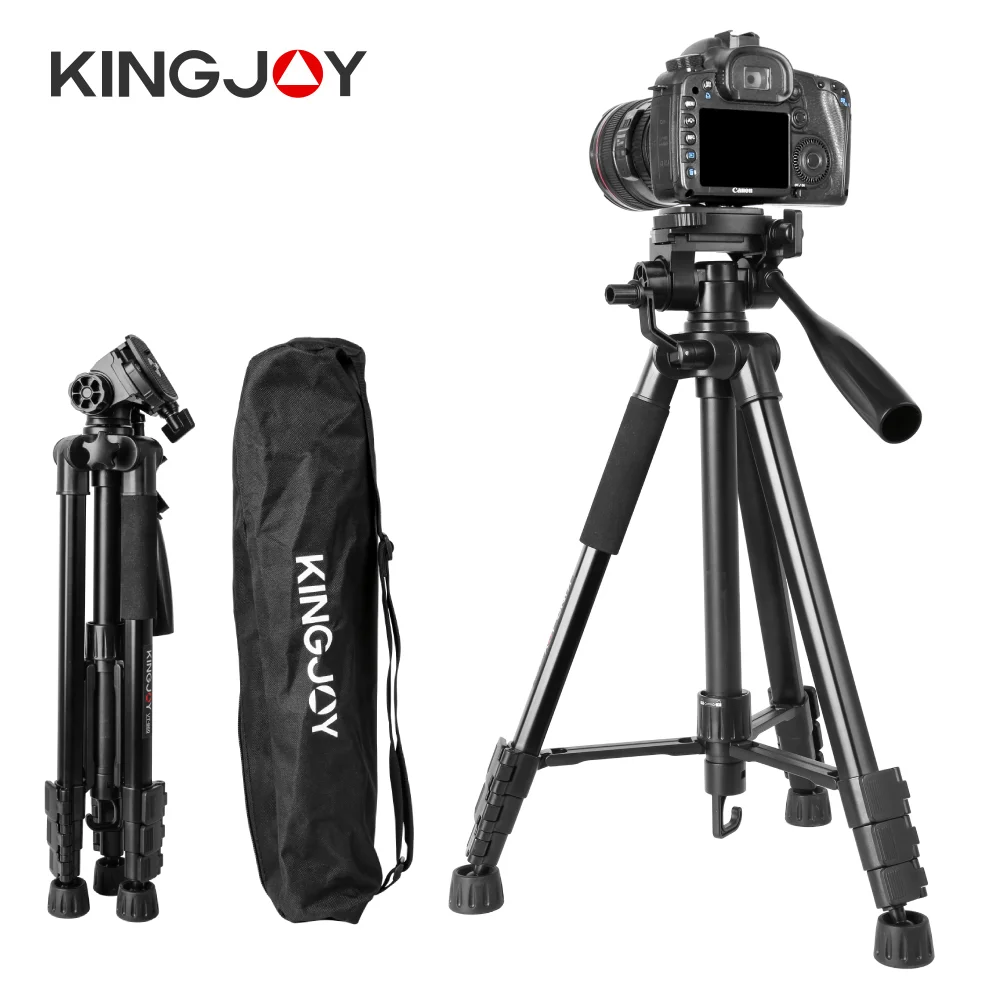 Профессиональный штатив KINGJOY для DSLR-камеры, алюминиевая дорожная Портативная подставка для видеокамер и проекторов с вертикальной головкой