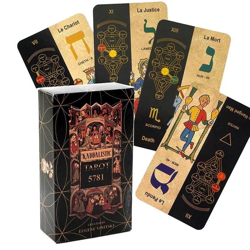 

Kabbalah Classic Tarot Cards 78 Cards Board Games Deck Kabbalistic Tarot Divination Suitable For Enthusiasts And Beginners