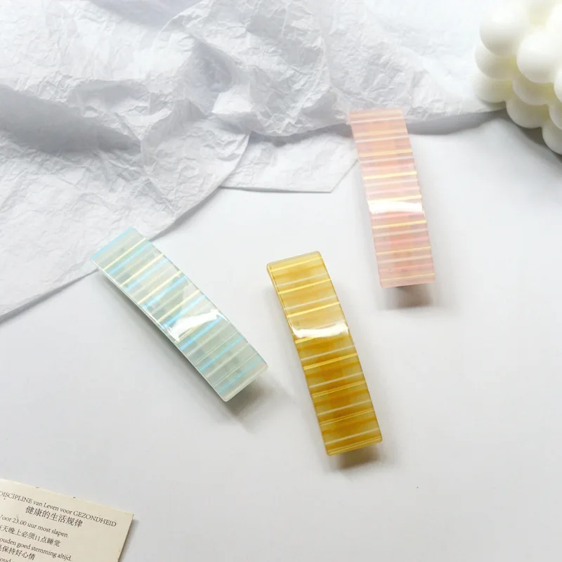

Ins Hot 9CM Elegant Striped Hairpin Hair Clips Sweet Color Acrylic Female Hair Pins Hair Accessories For Women