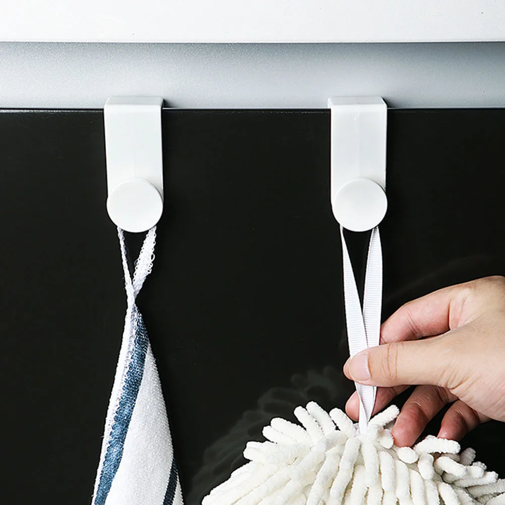 

2pcs Kitchen Cabinet Door Back Hook Free Punching Bathroom Door Back Multifunctional Storage Hook Drawer Robe Hanger