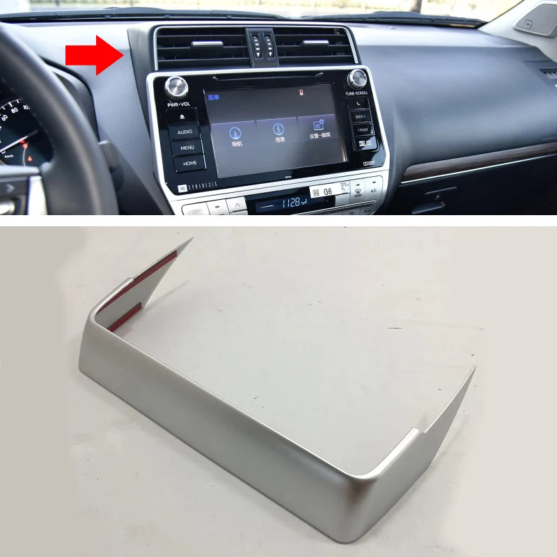 

Chrome Inner Front Dashboard Center Control air outlet Cover Trim For Toyota Land Cruiser Prado FJ150 2018 2019 2020