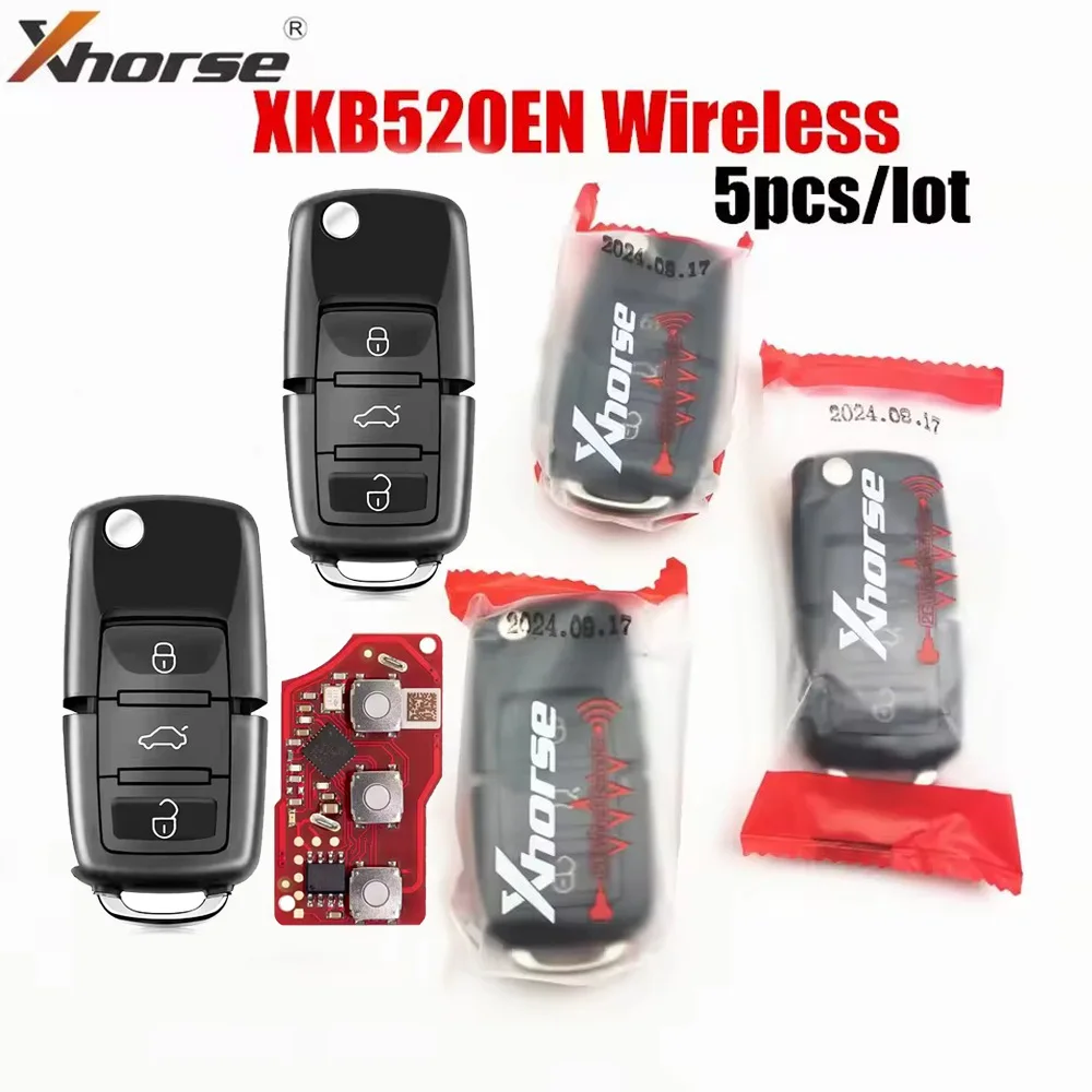 

5 шт./лот Xhorse XKB520EN IS новый XKB501EN V2 дизайн проводной дистанционный ключ для VW B5 флип 3 кнопки поддерживает беспроводное программирование