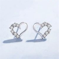 heart stud earrings girls womens sterling jewellery new uk silver crystal