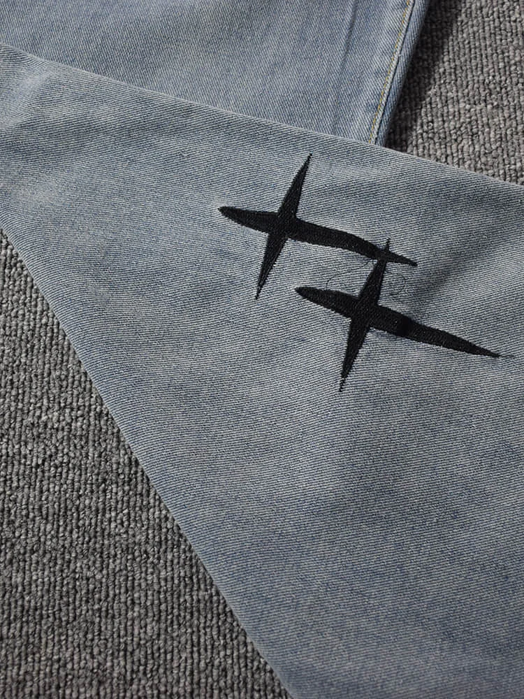 Джинсы с вышивкой мужские прямые брюки новинка осень 2022 корейская мода в стиле