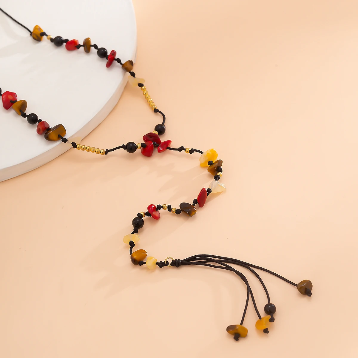 Ожерелье смешанного цвета с имитацией бирюзовой восковой линии женское