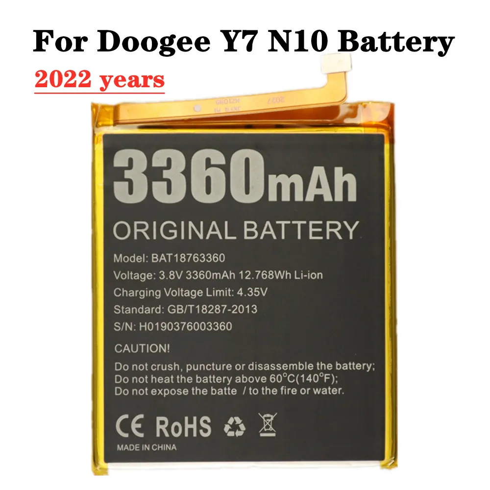 

2022 год, новый аккумулятор BAT18763360 3360 мАч для Doogee Y7 N10 мобильный телефон, сменный аккумулятор, аккумулятор для телефона