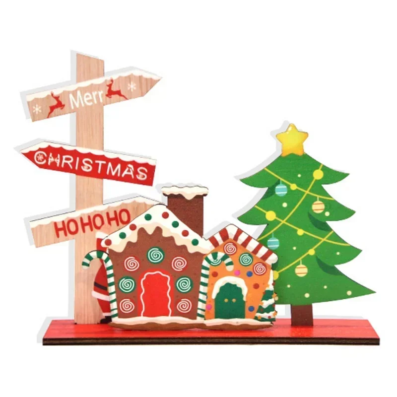 Деревянный настольный рождественский орнамент Санта-Клаус Лось Рождественская