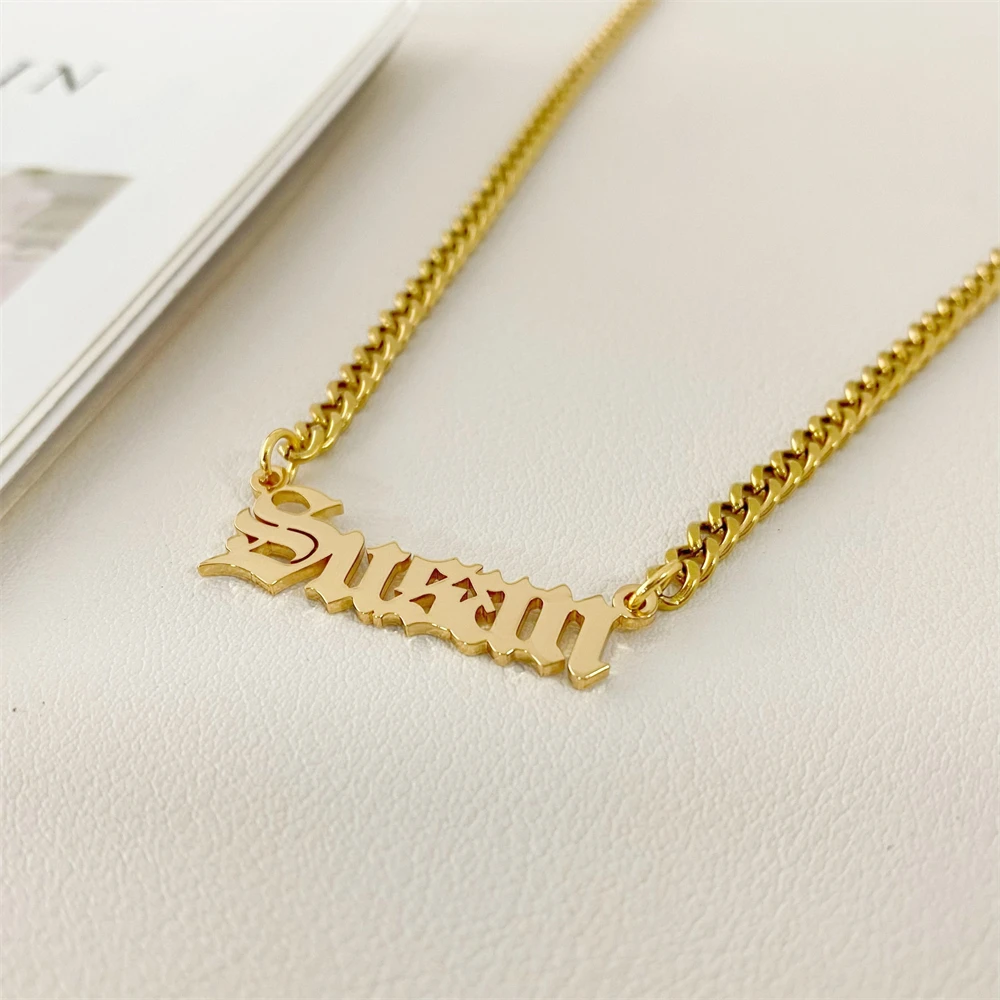 Ожерелье с именем на английском языке для мужчин и женщин готическое колье-чокер