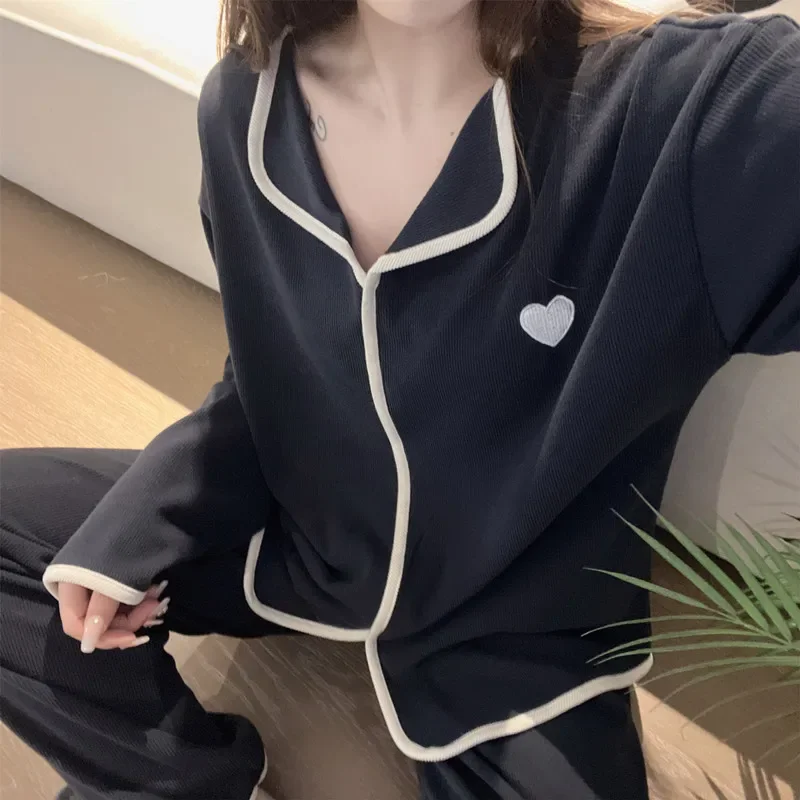 Женский пижамный комплект в японском стиле весна-осень 2023 кардиган с v-образным