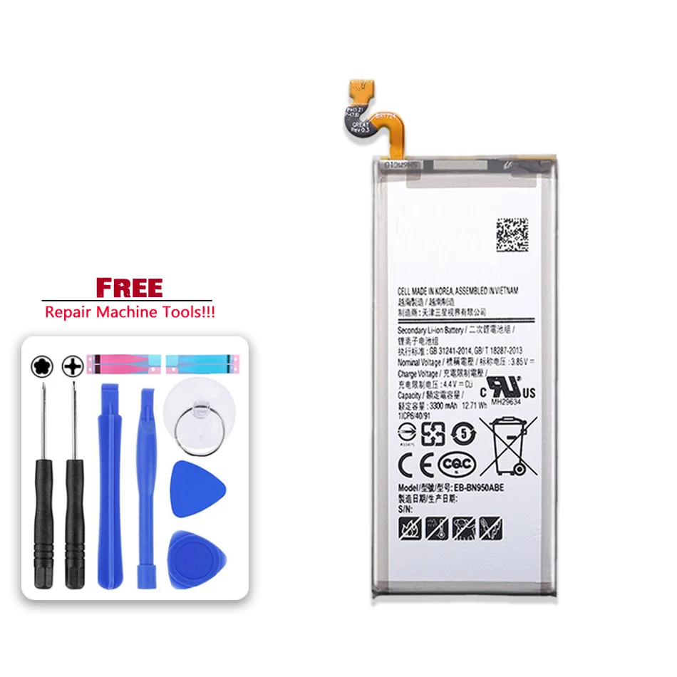 

Battery EB-BN950ABE 3300mAh for Samsung Galaxy Note 8 Note8 N950 SM-N950F N950FD N950U/U1 N950W N950N N9500 Bateria + Tools