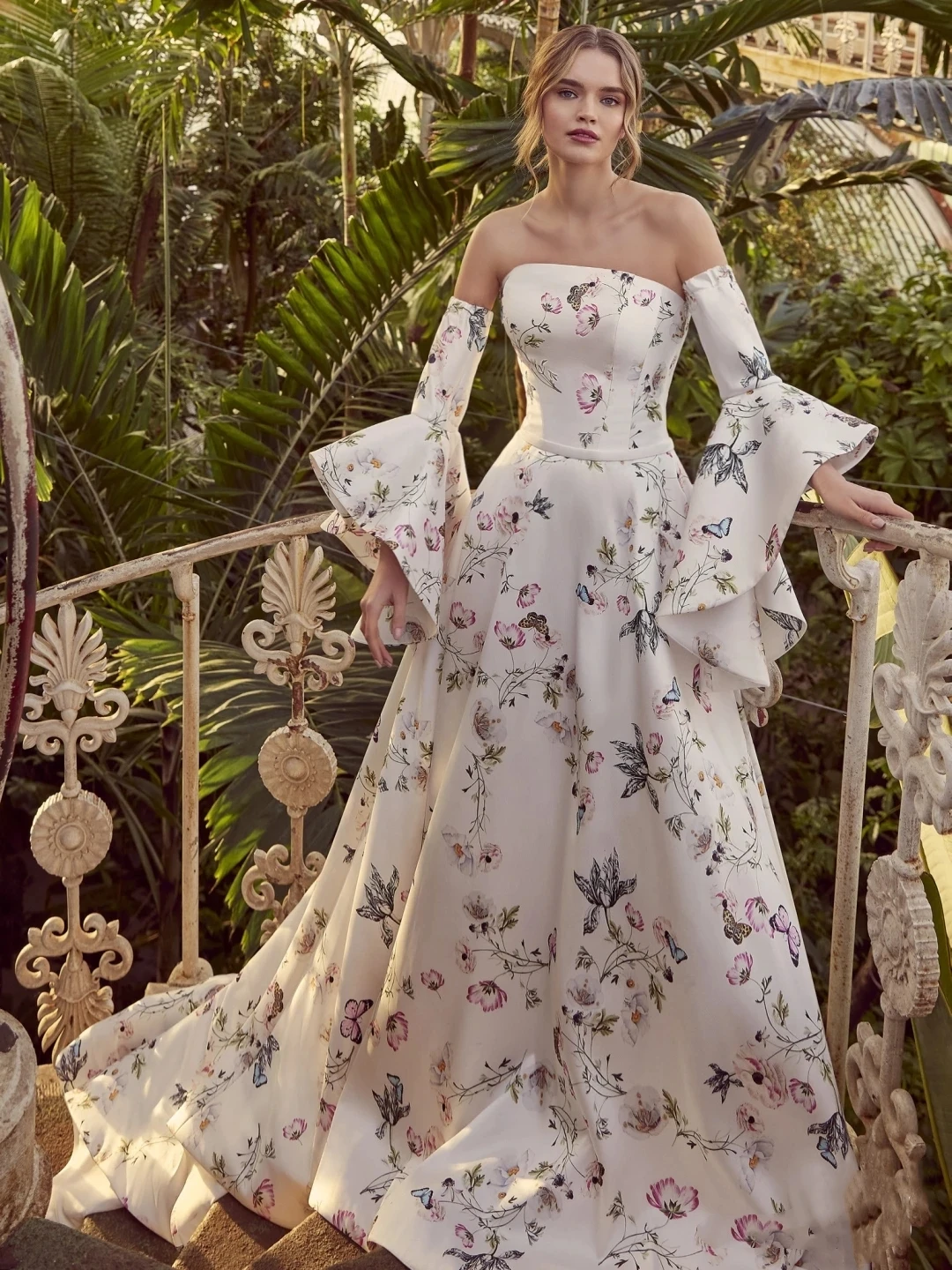 

Шелковое платье в стиле ретро, элегантное вечернее и свадебное платье с принтом бабочки, с рукавами-колокольчиками, для создания атмосферы на лице