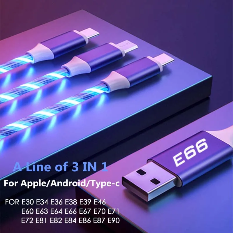 Автомобильный Стайлинг 3 в 1 Type C Lightning Micro USB кабель для быстрой зарядки BMW E30 E34 E38 E64