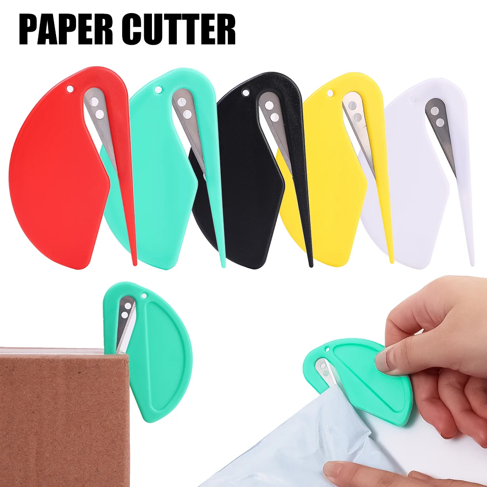 

2pcs Mini Sharp Letter Envelope Opener Plastic Package Papers Opener Sharp Blade Safety Fingers Guarded Cutter Office Supplies