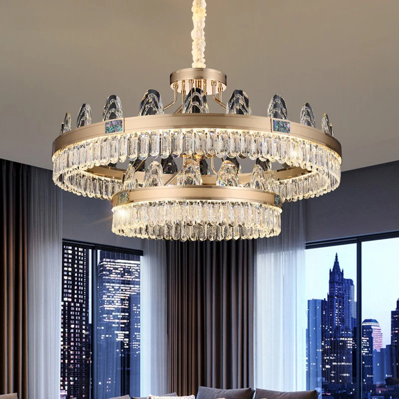 

Art Led Chandelier Pendant Lamp Light Luxury crystal Living room Postmodern Villa Dining American Style Bedroom Luxurious Oval