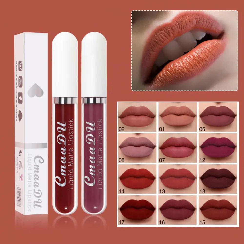 

18Colors Matte Velvet Lip Glaze Nude Lip Tint Waterproof Long Lasting Moisturizing Not Easy To Fade Lip Gloss Lip Korean Makeup