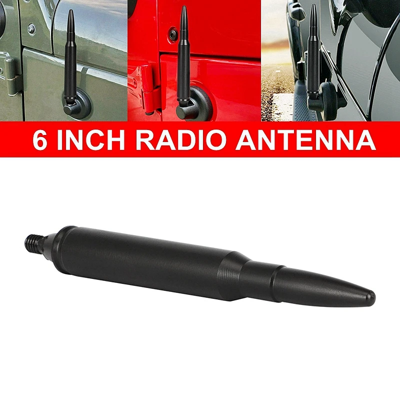 Antena de bala de aluminio FM para coche, amplificador de señal de Radio estéreo de 6,1 pulgadas para Jeep Wrangler JK JKU JL JLU, mástil Whip 2007 2008-2020