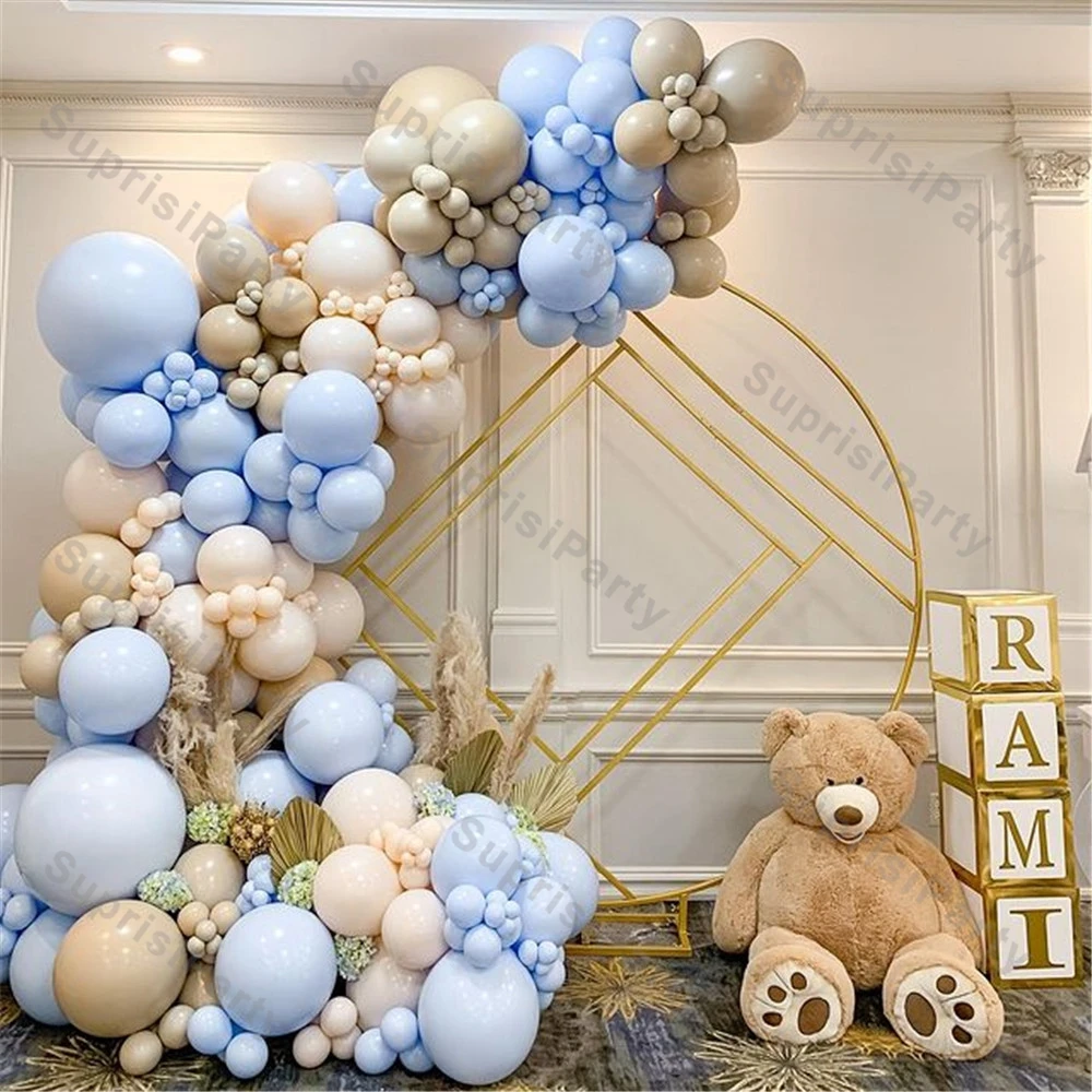 

Macaron Blue Balloons Garland Chain Birthday Party Decoration Doubled Cream Peach Apricot Ballon Arch Wedding Baby Shower Decor