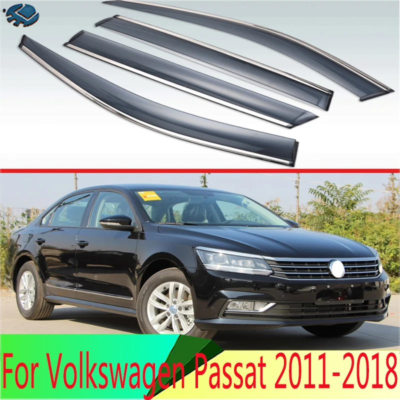 

For Volkswagen Passat 2011-2018 Plastic Exterior Visor Vent Shades Window Sun Rain Guard Deflector 4pcs