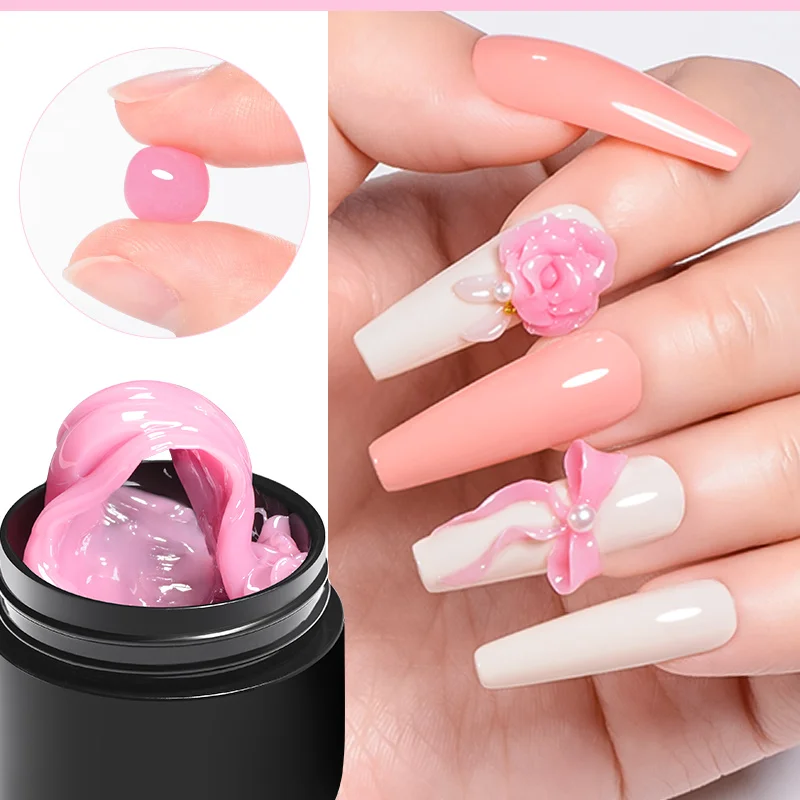 

7ML Non Stick Hand Extension Gel Nail Polish Milky Pink Clear Carving Flower Nail Art Shaping Solid Acrylic Nail Gel Varnishes