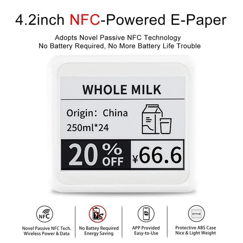 Фото ABQR 4,2-дюймовый беспроводной NFC-питание EPaper Eink E Paper E-Ink модуль дисплея для мобильного приложения Android, без батареи №2