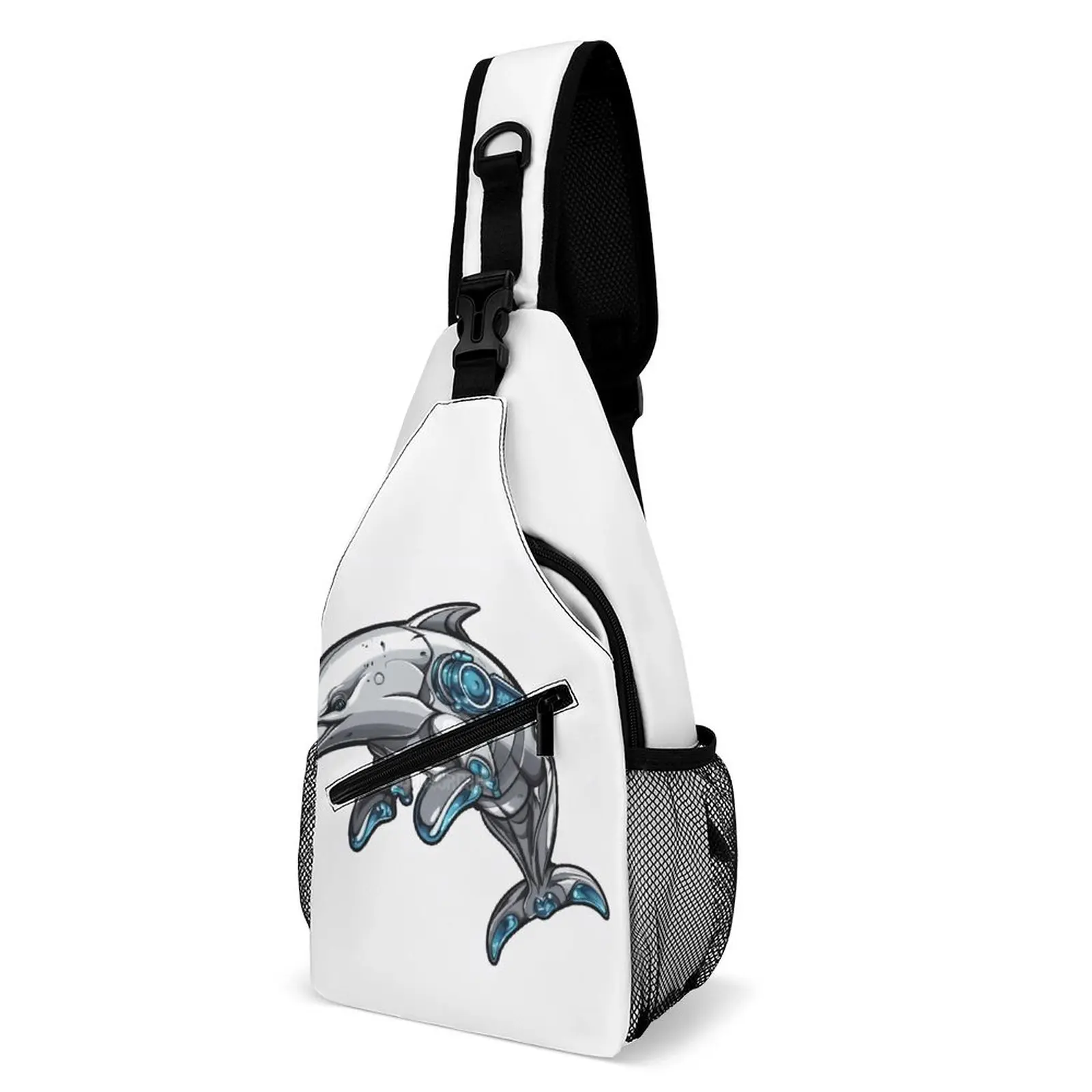 

Нагрудные сумки с дельфином для мальчиков, мультяшная мотоциклетная сумка на плечо с графическим дизайном, деловые уличные слинг-сумки