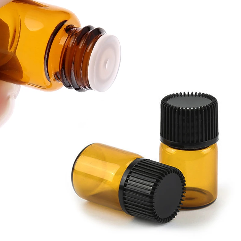 

100pcs/set 1/2/3ml Essential Oil Amber Glass Vial Sample Dram Bottle Thin Glass Small Amber Perfume Sample Test Bottle контейнер