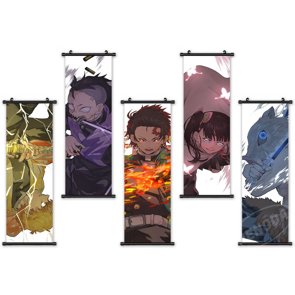 

Home Decor Prints Modern Wall Art Japan Anime Poster Canvas Tanjirou Nezuko Pictures Plastic Scroll Hanging Painting Living Room