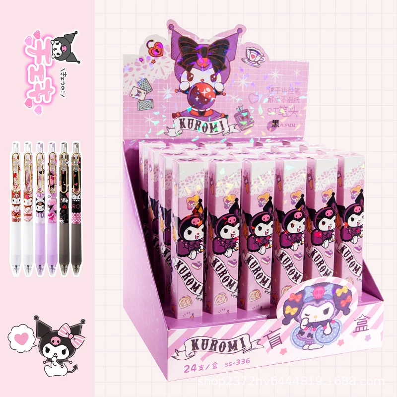 

24 шт. кавайная ручка Sanrio Kuromi нейтральная ручка аниме милые студенческие принадлежности Канцтовары экзамен Кисть ручка для письма Детские игрушки для девочек Подарки