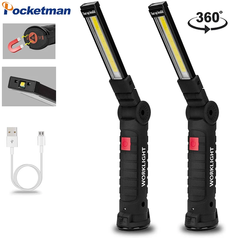 

Powerful COB LED Work Light Repair Light Waterproof Hand Lamp Rechargeable Flashlights Inspection Light Magnetic Work Lanterna