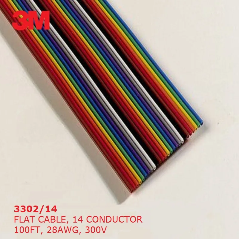 

3 м 3302/14 плоский кабель, 14 проводников, 300 футов, 28AWG, в